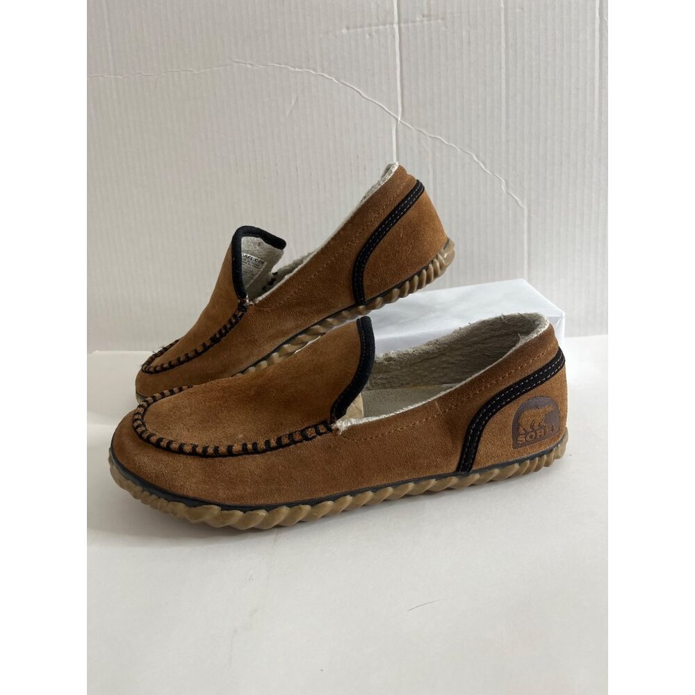 Sorel Men's Moc Suede and Faux Fur Slippers Moccasins Slip On Size 7.5 Brown